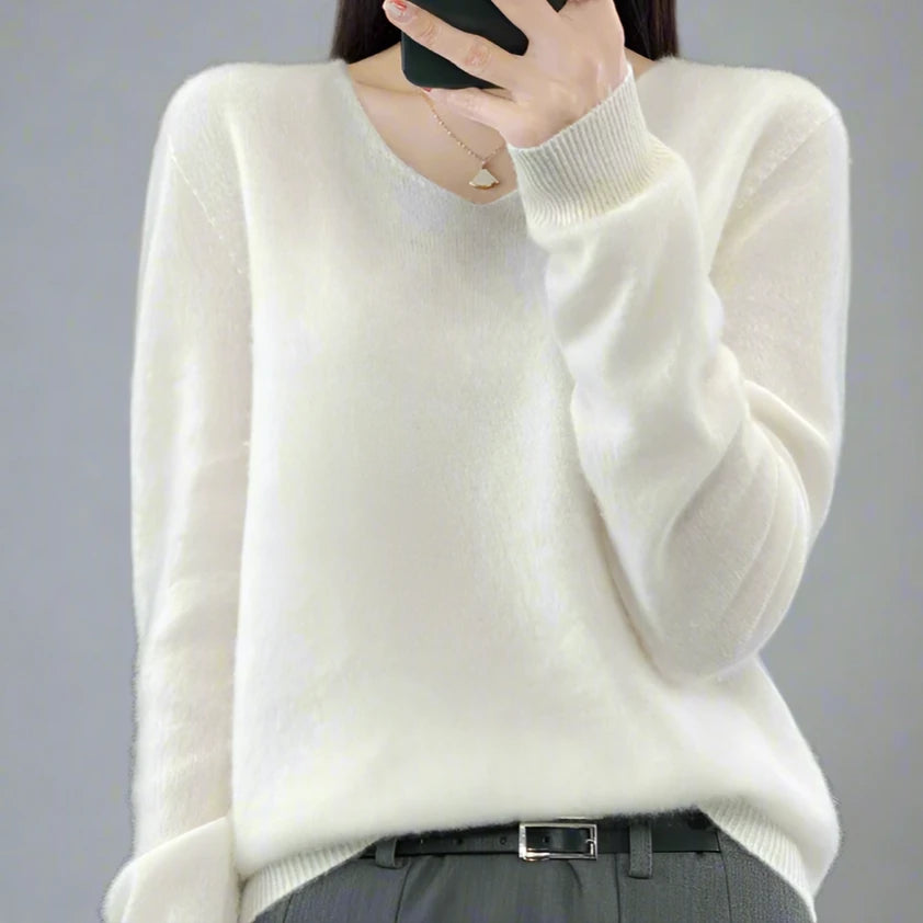 pure wool V-neck sweater
