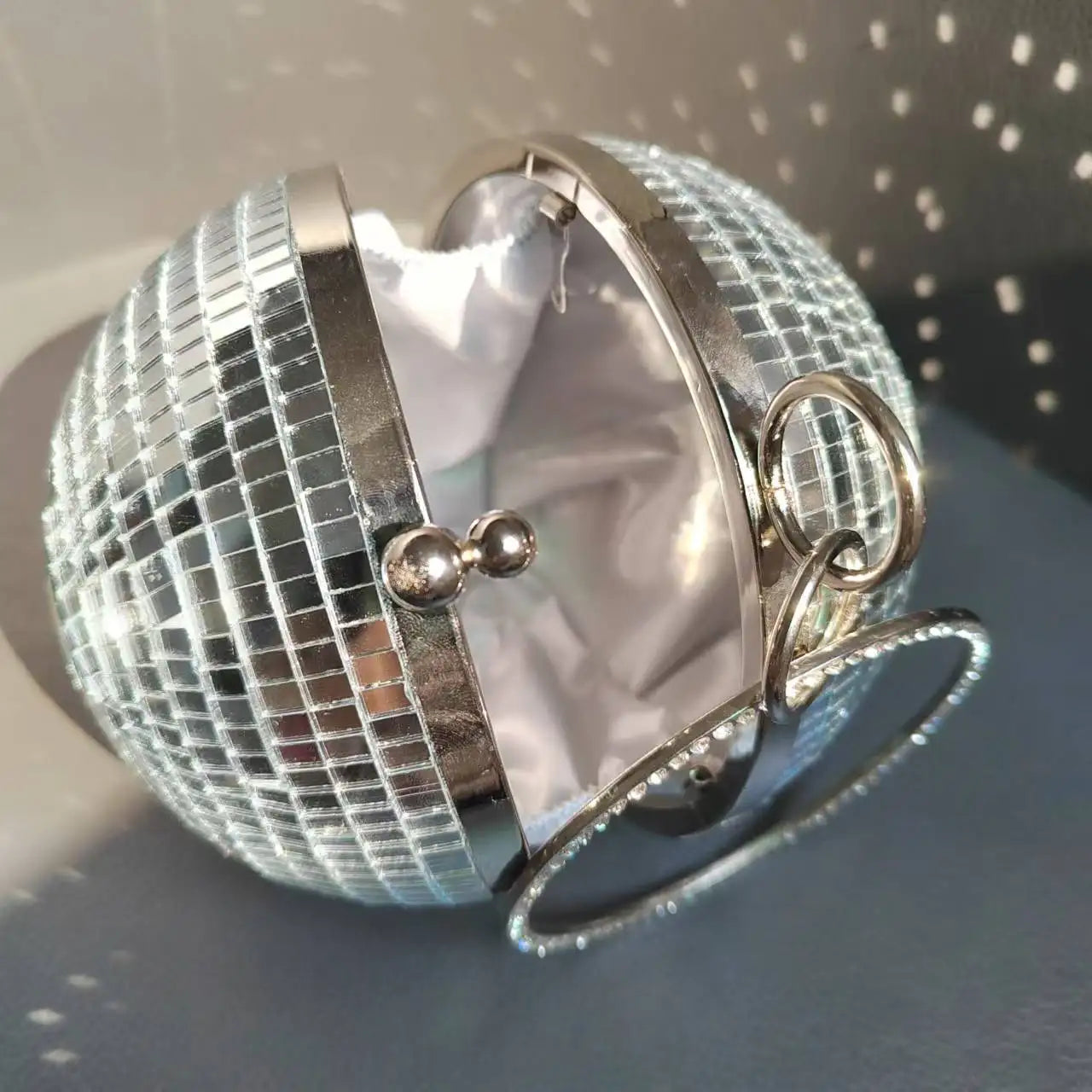 Silver Party Disco Ball Clutch