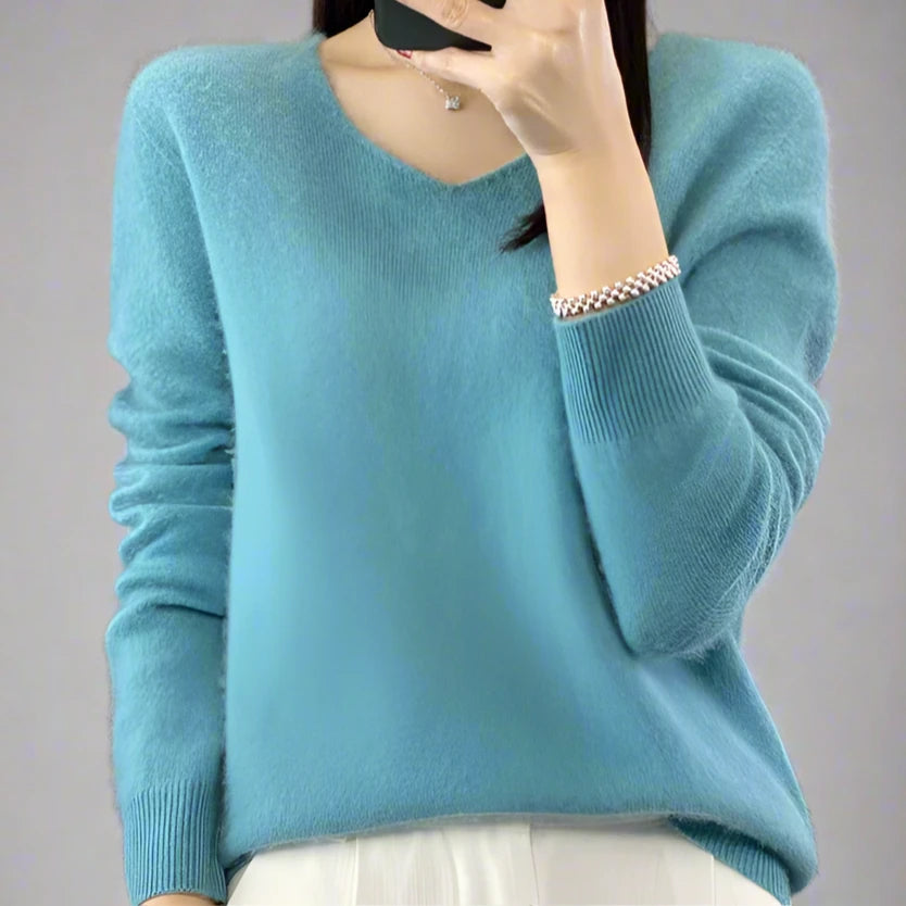 pure wool V-neck sweater