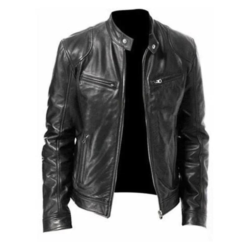 PU Leather Jacket Stand Collar