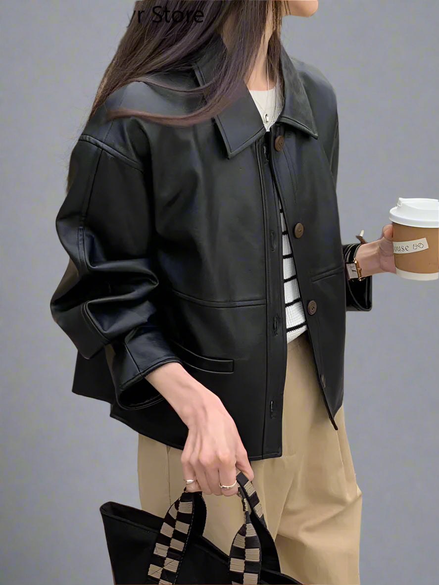Cropped Leather Jacket
