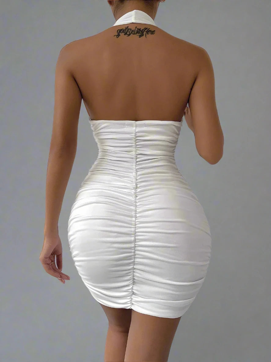 Deep V Sleeveless Backless Dress