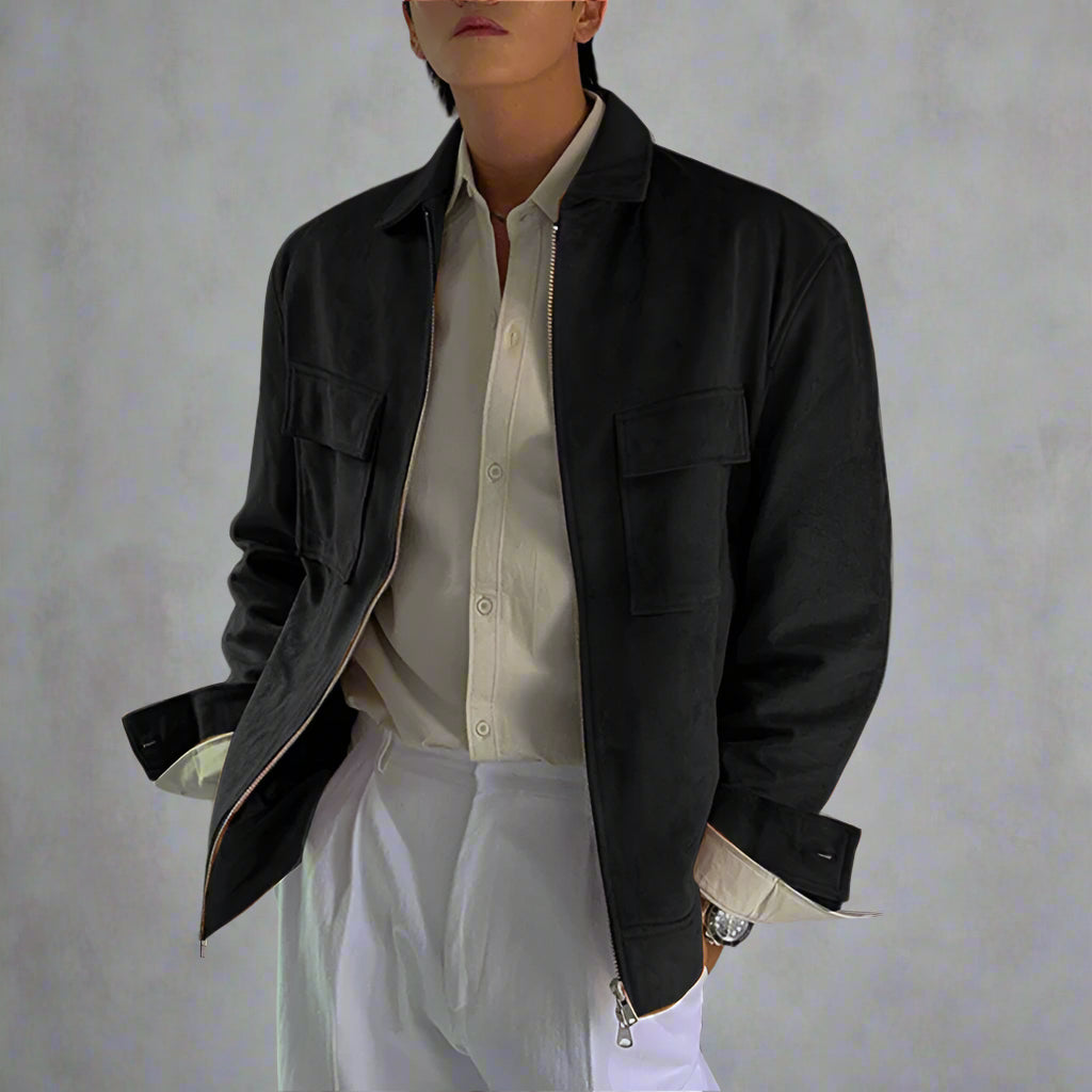 Solid Suede Loose Long Sleeved Jacket