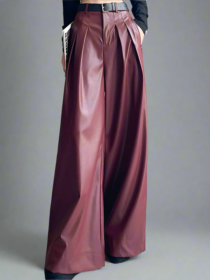 Red Wine PU Leather Pant