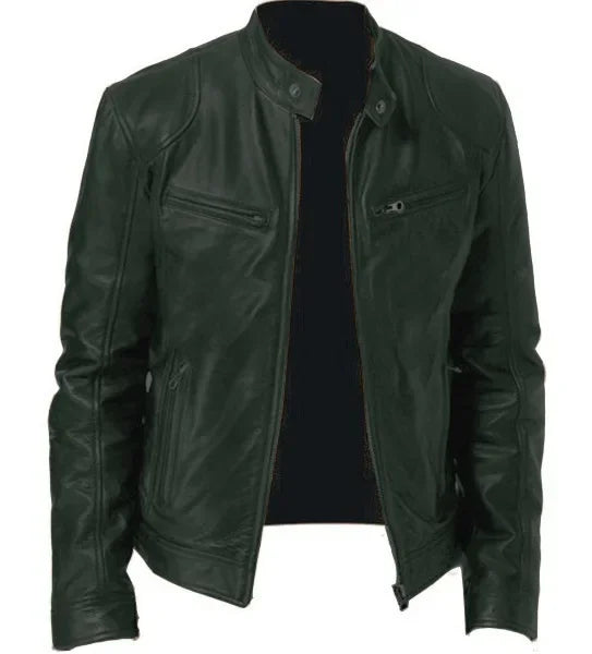 PU Leather Jacket Stand Collar