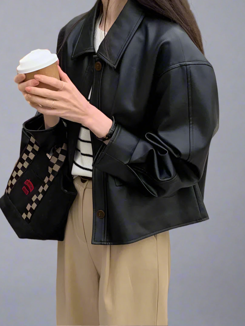 Cropped Leather Jacket