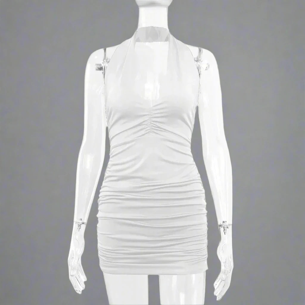 Deep V Sleeveless Backless Dress
