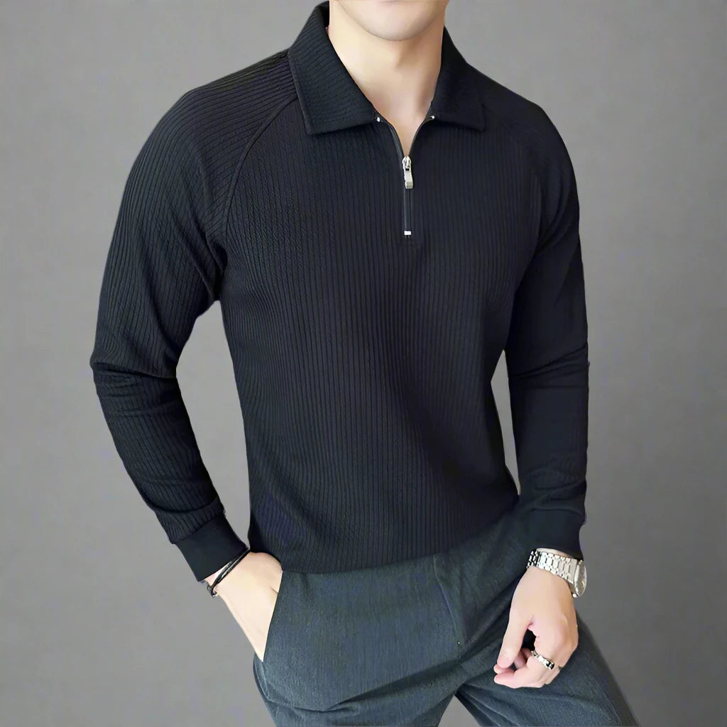 Long Sleeve Polo Shirts Knitted Pullover