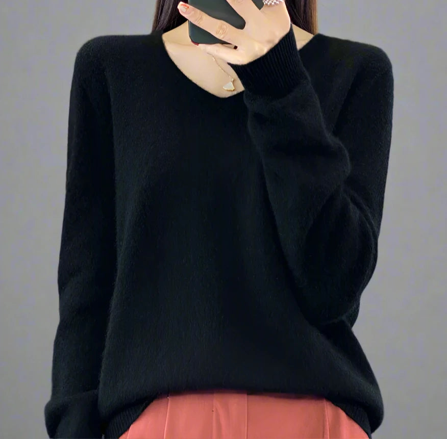 pure wool V-neck sweater