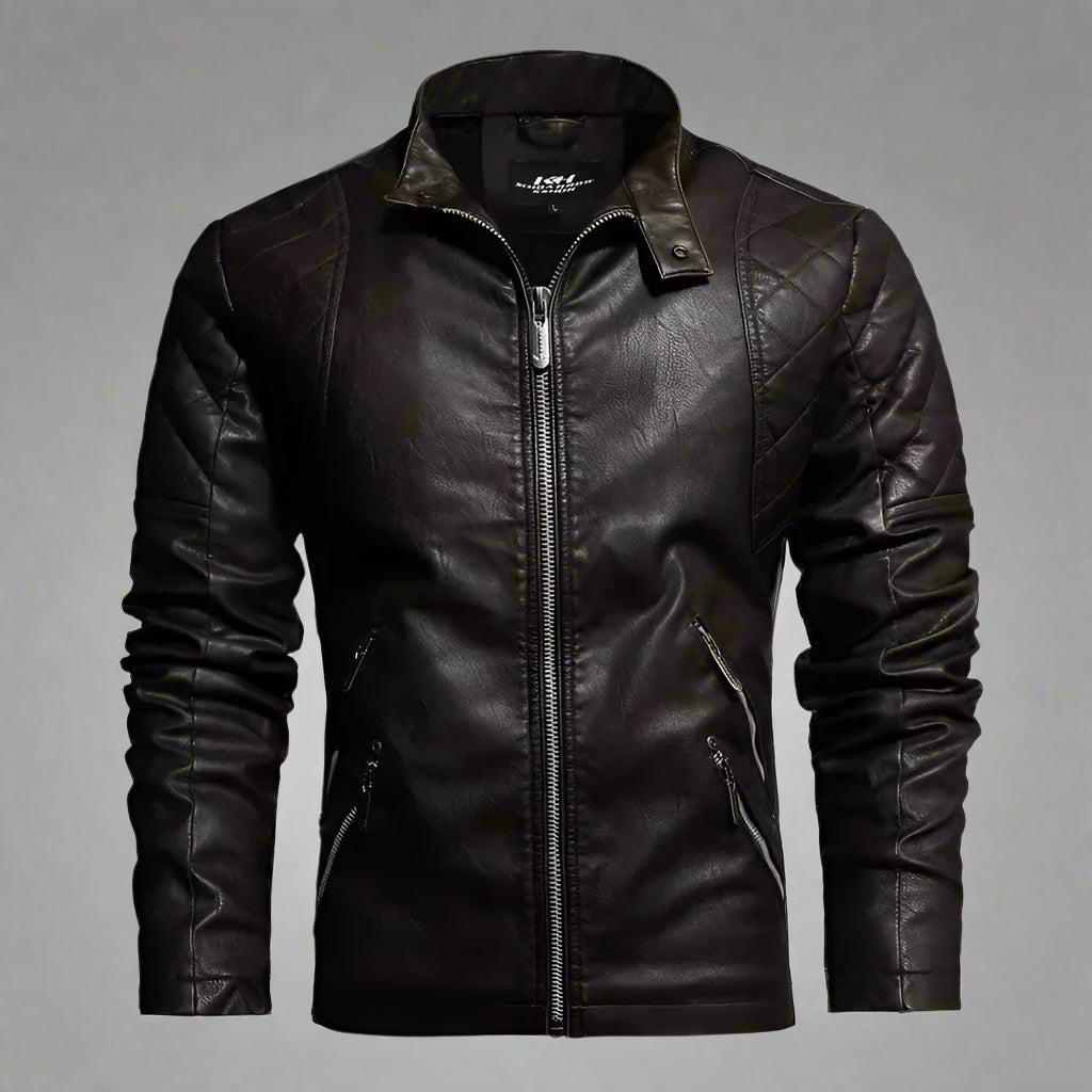 Leather Jacket Wool Thicken Motorcycle Coat