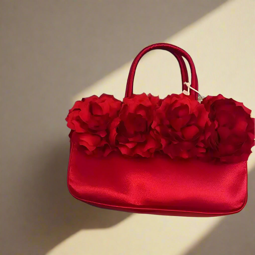 French Red Rose Flower Elegant Handbag