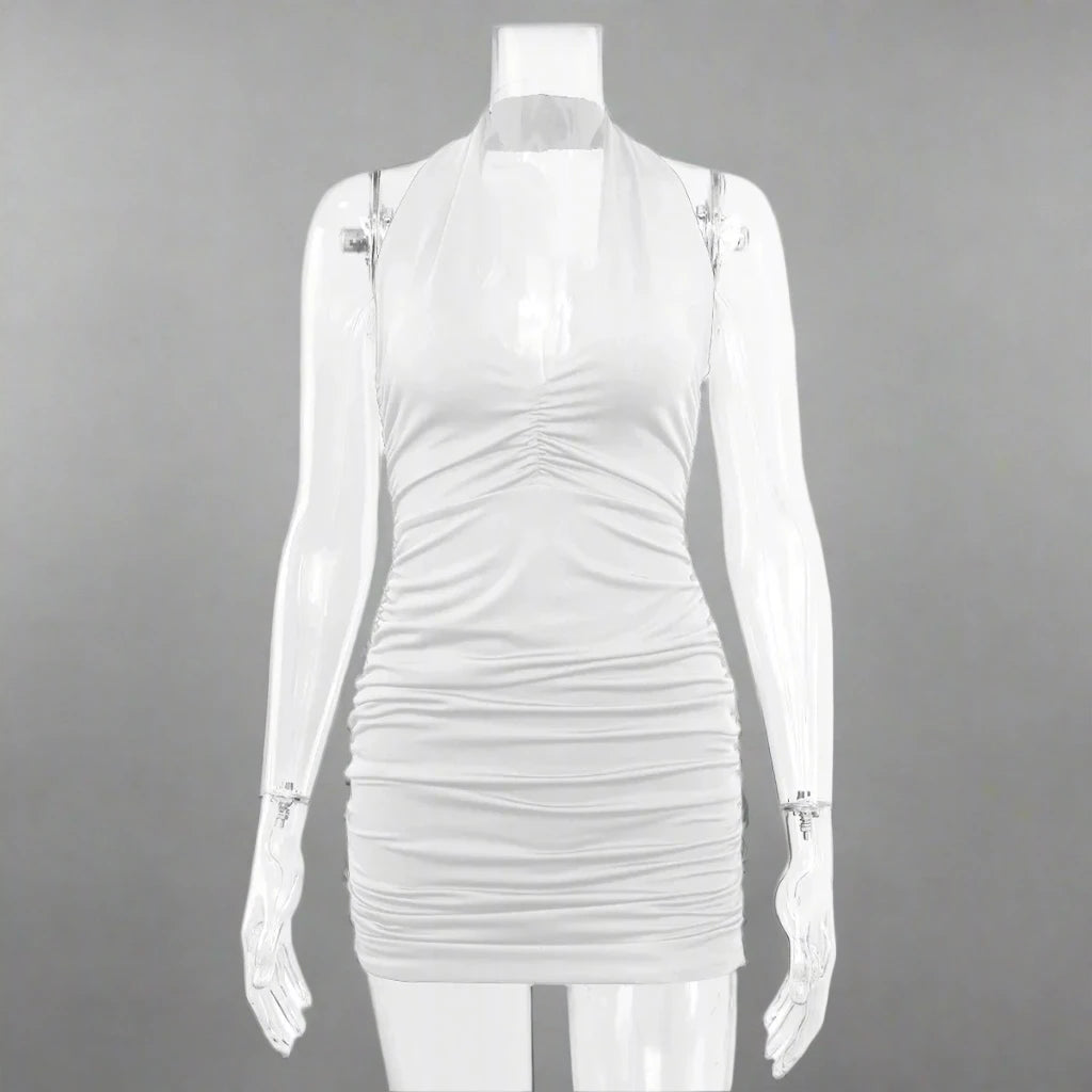 Deep V Sleeveless Backless Dress