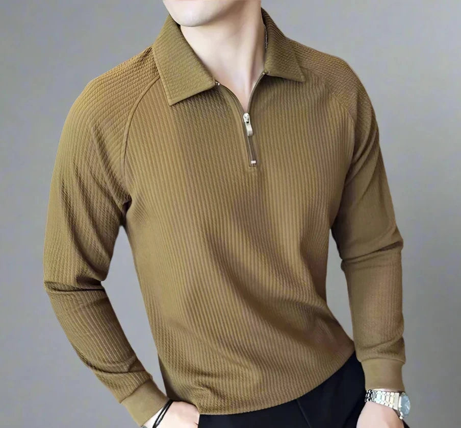 Long Sleeve Polo Shirts Knitted Pullover