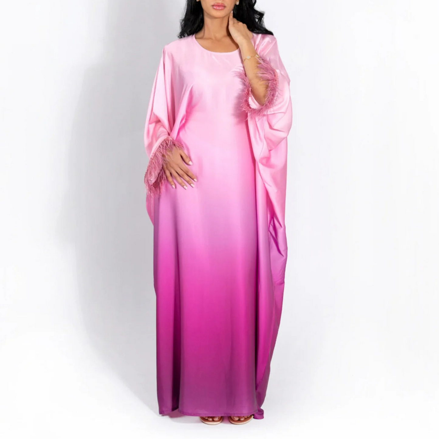 feather sleeves abaya