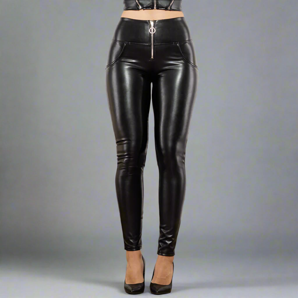 Shiny Black PU Leather Pant