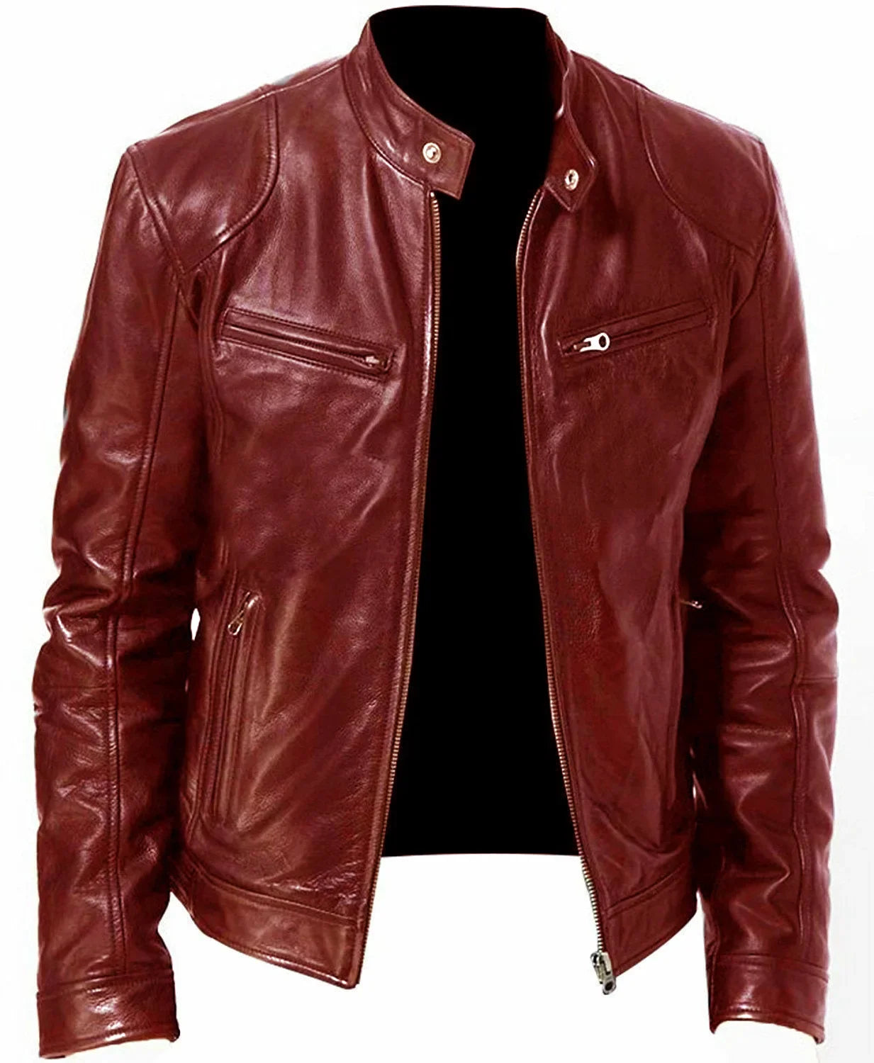 PU Leather Jacket Stand Collar