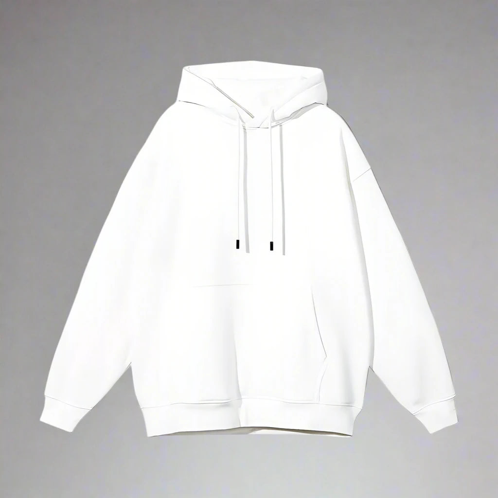 White Gray Drop Shoulder Hoodie