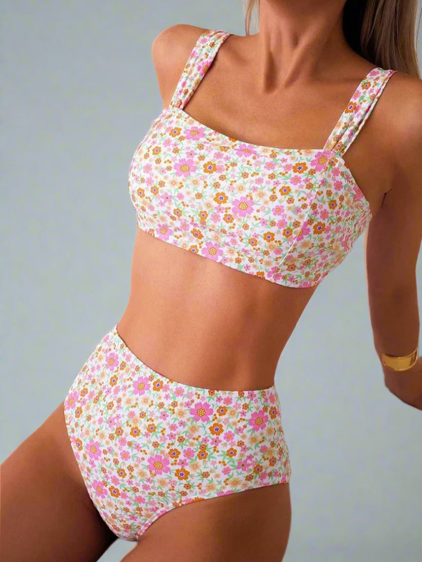 Floral High Waisted Swimwear