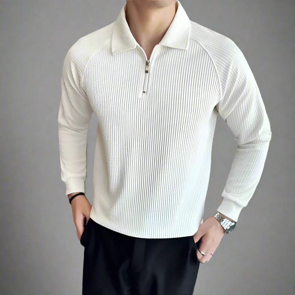 Long Sleeve Polo Shirts Knitted Pullover