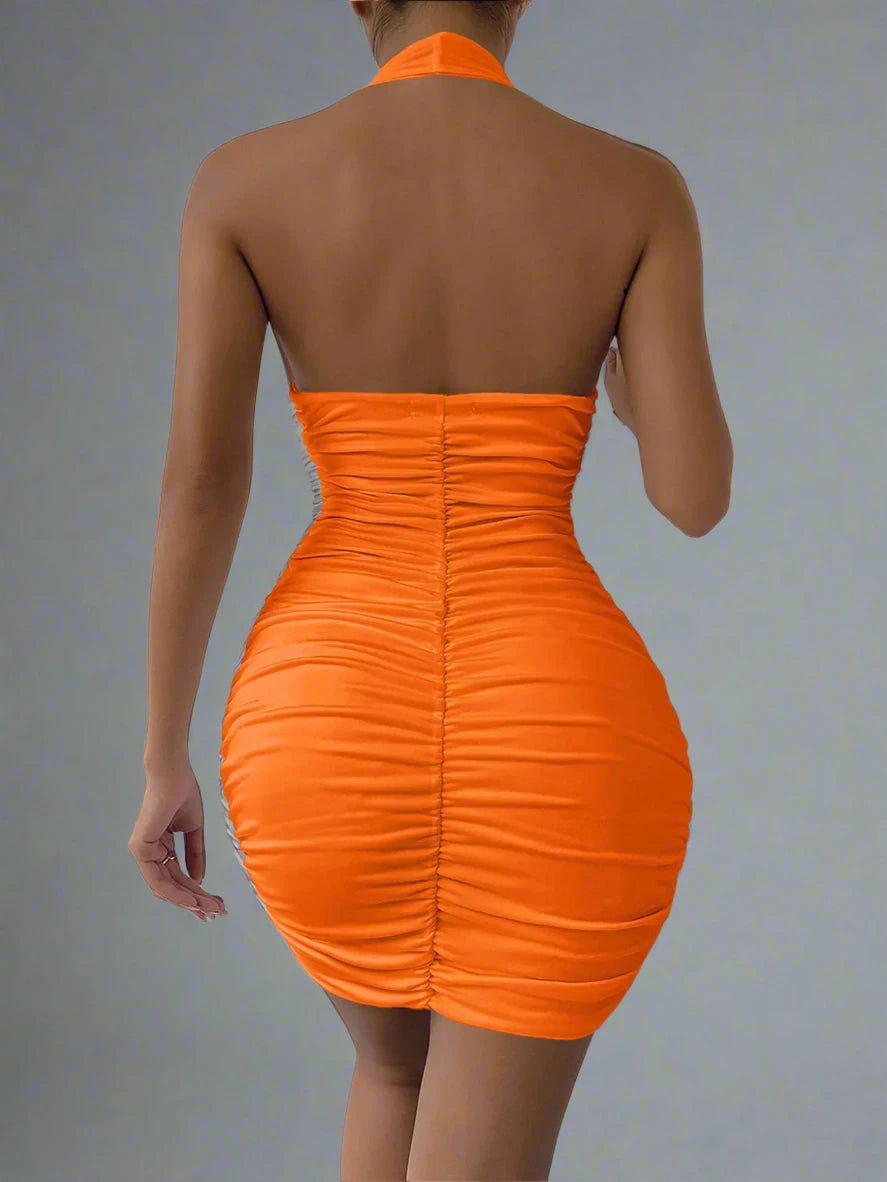 Deep V Sleeveless Backless Dress