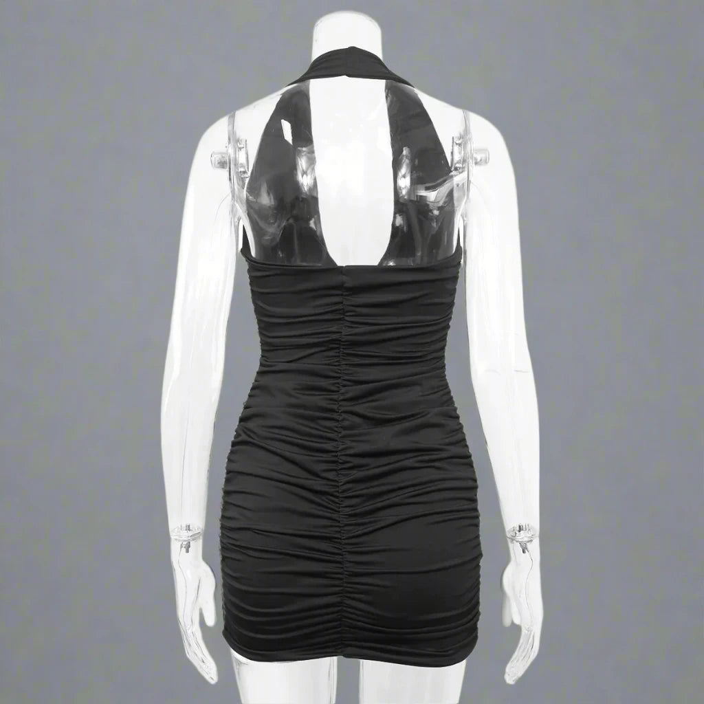 Deep V Sleeveless Backless Dress