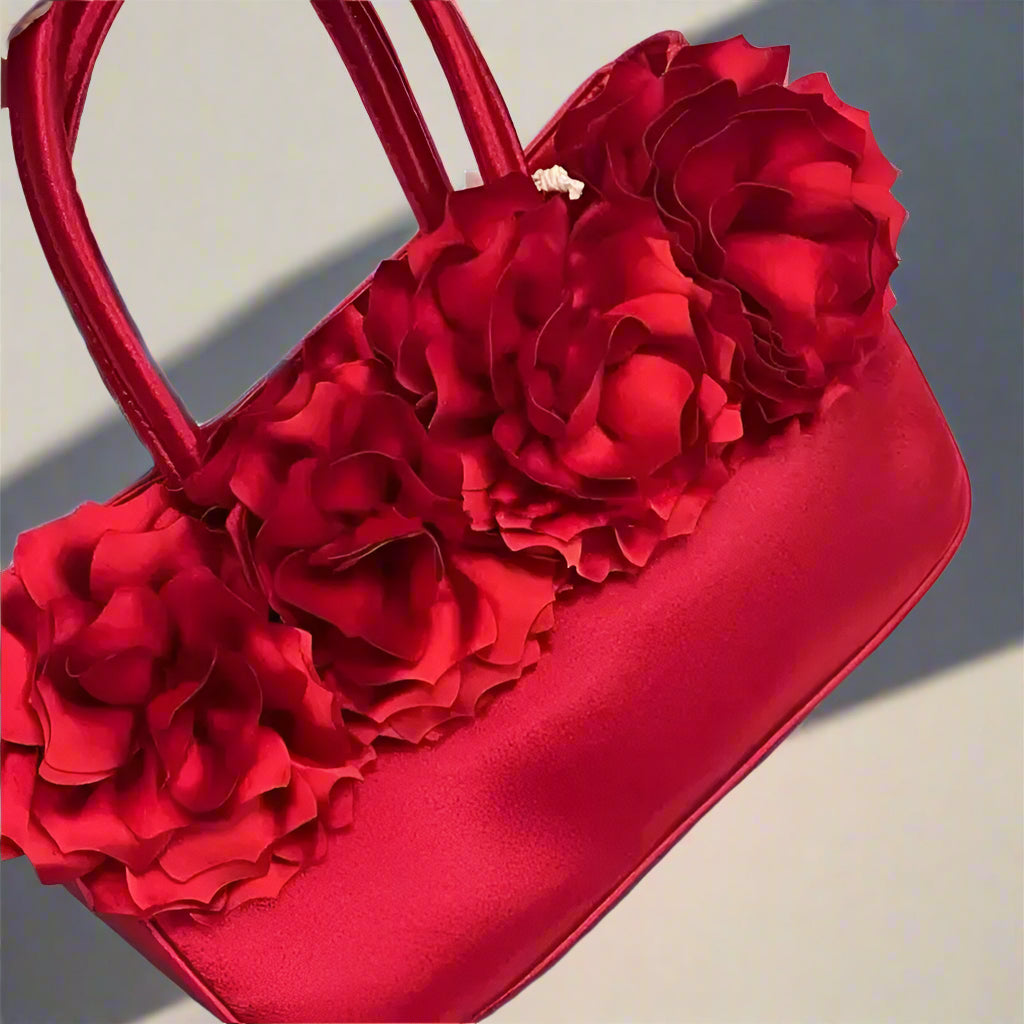 French Red Rose Flower Elegant Handbag