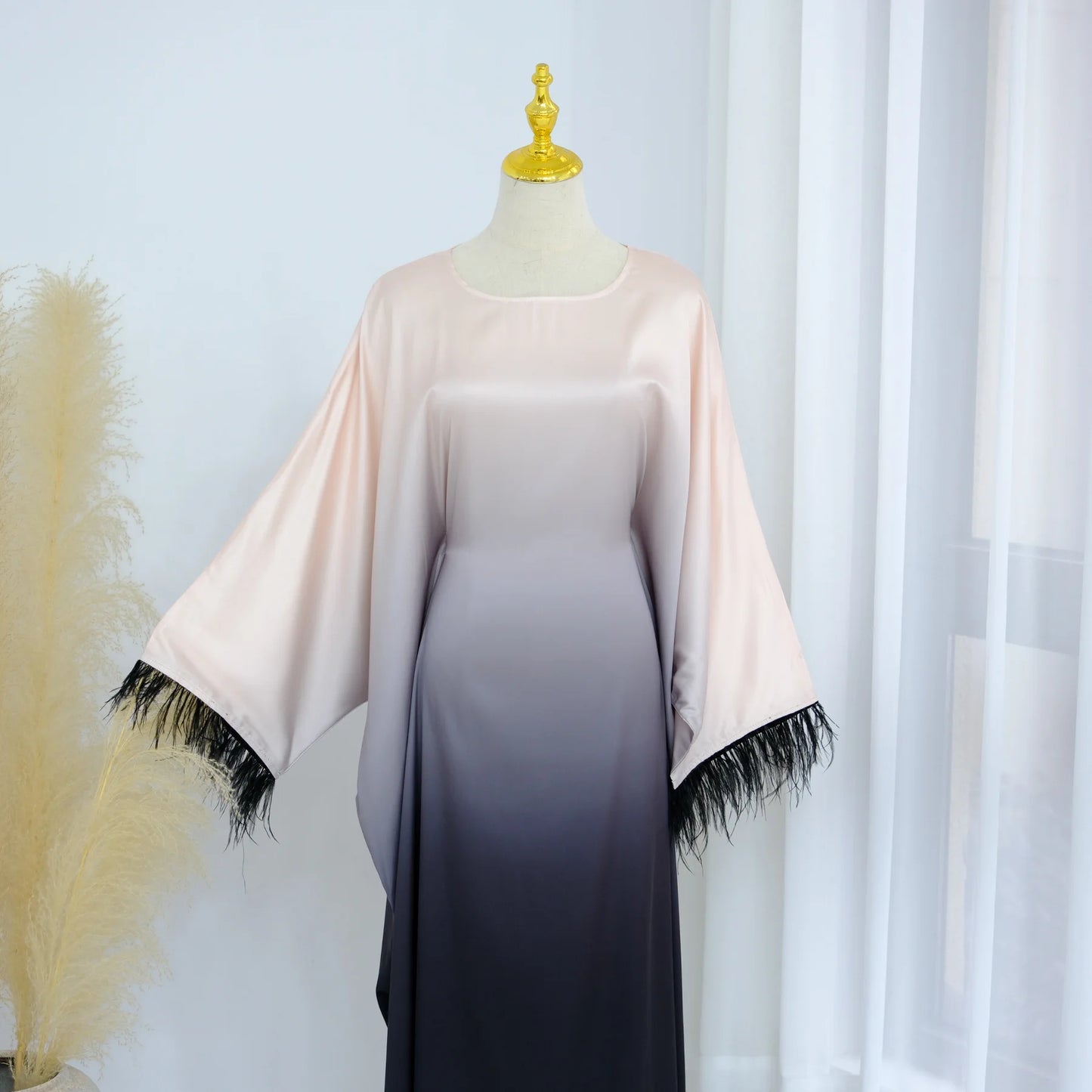 feather sleeves abaya