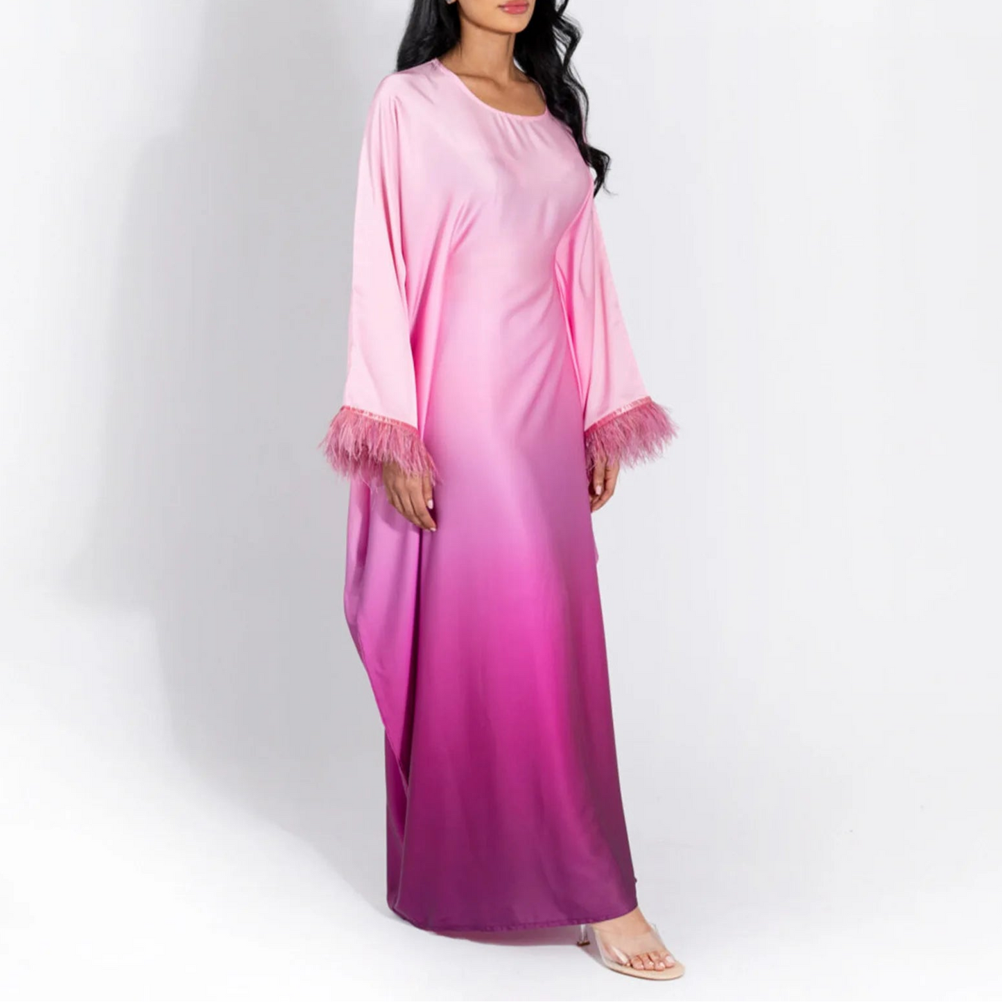 feather sleeves abaya