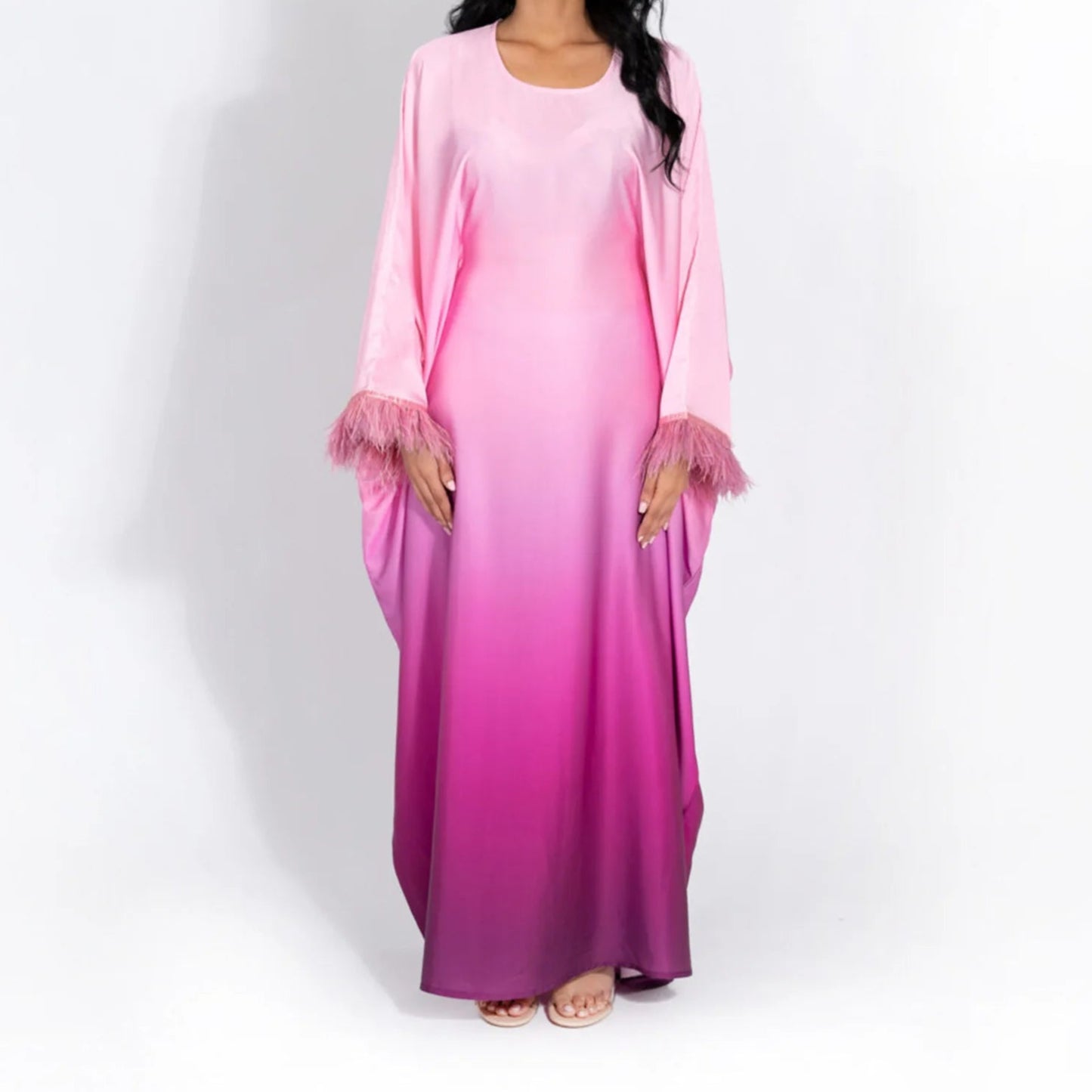 feather sleeves abaya