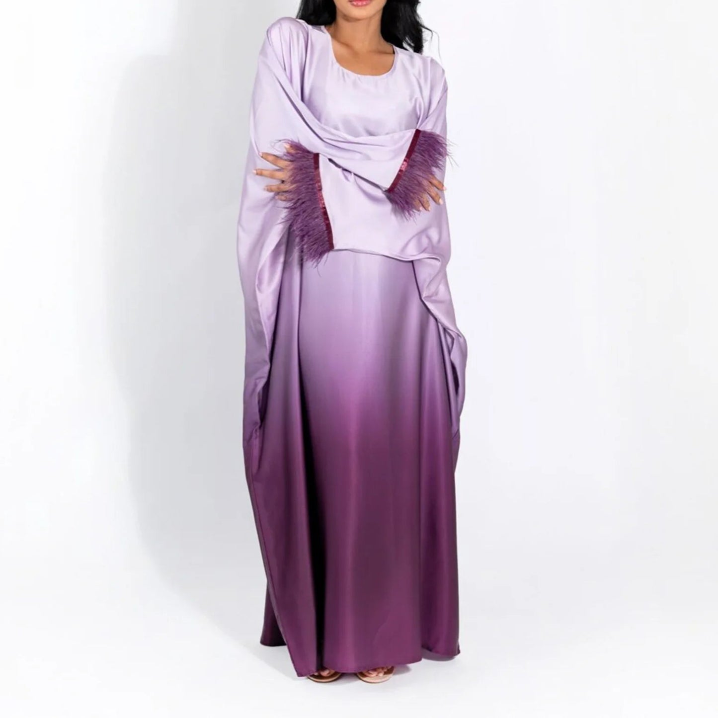 feather sleeves abaya