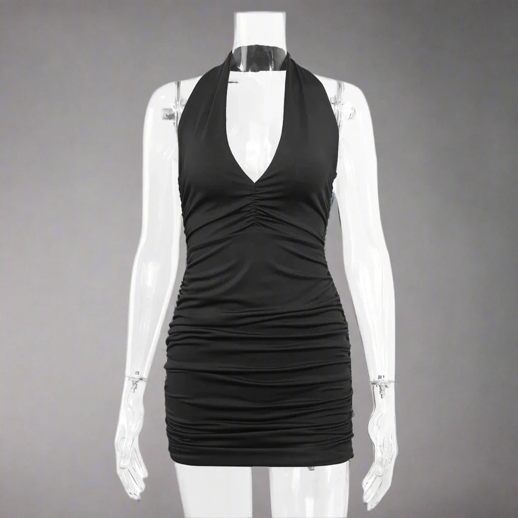 Deep V Sleeveless Backless Dress