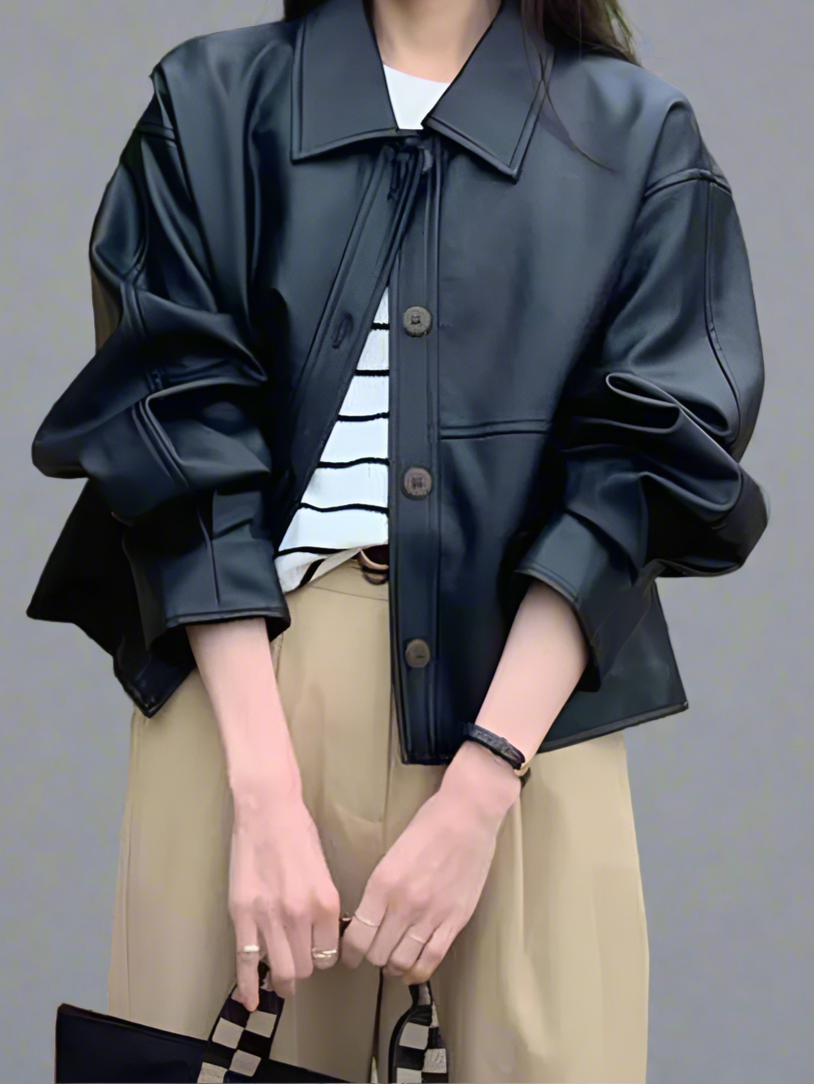 Cropped Leather Jacket