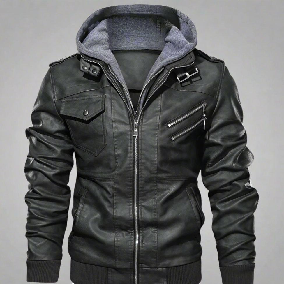 Leather Hooded Jacket