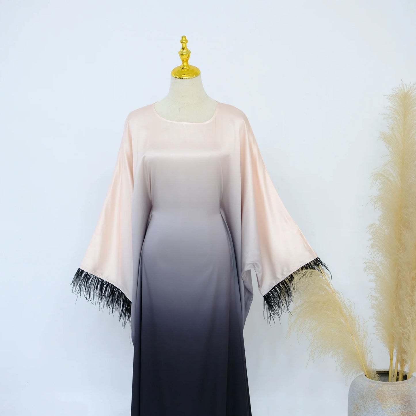 feather sleeves abaya