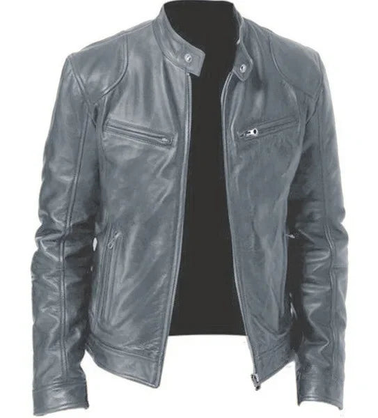 PU Leather Jacket Stand Collar