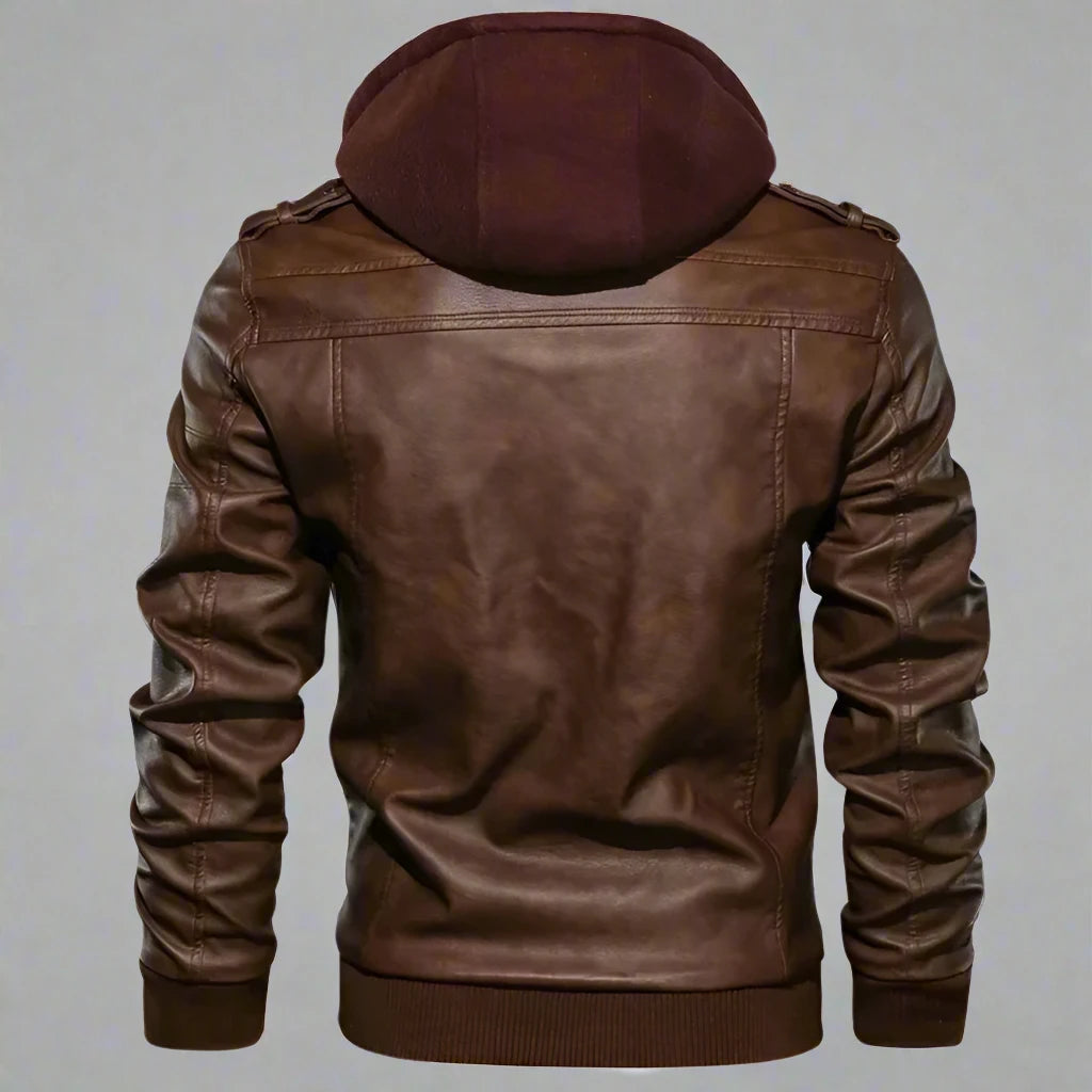 Leather Hooded Jacket