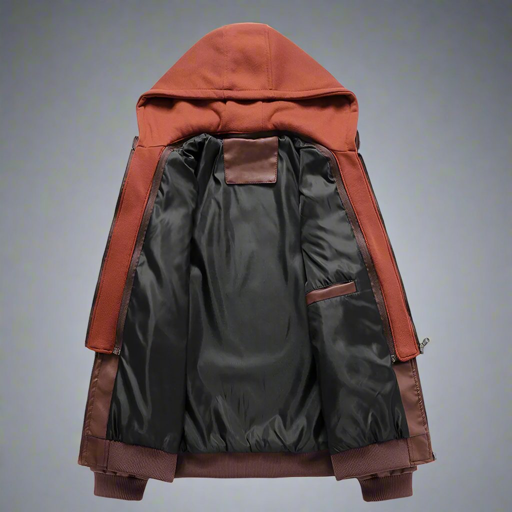 Leather Hooded Jacket