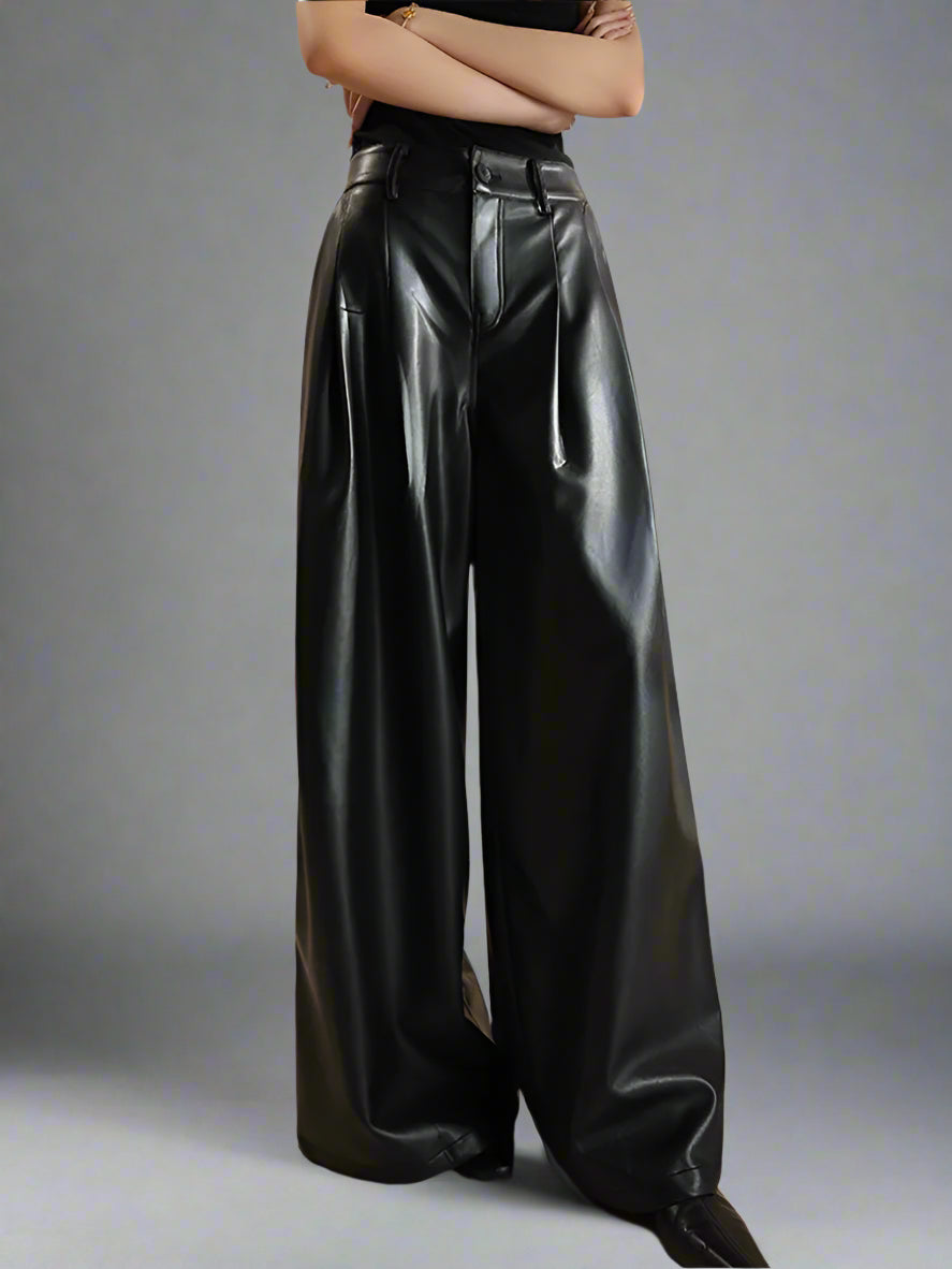 Pu Leather Loose Wide Leg Pant