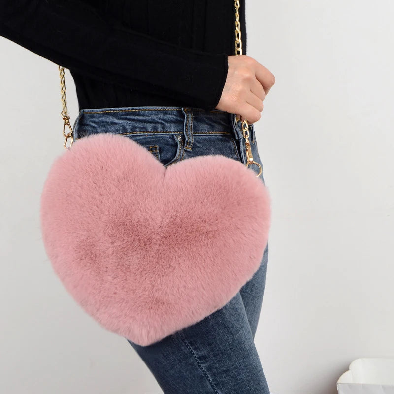 Fur Heart Handbag