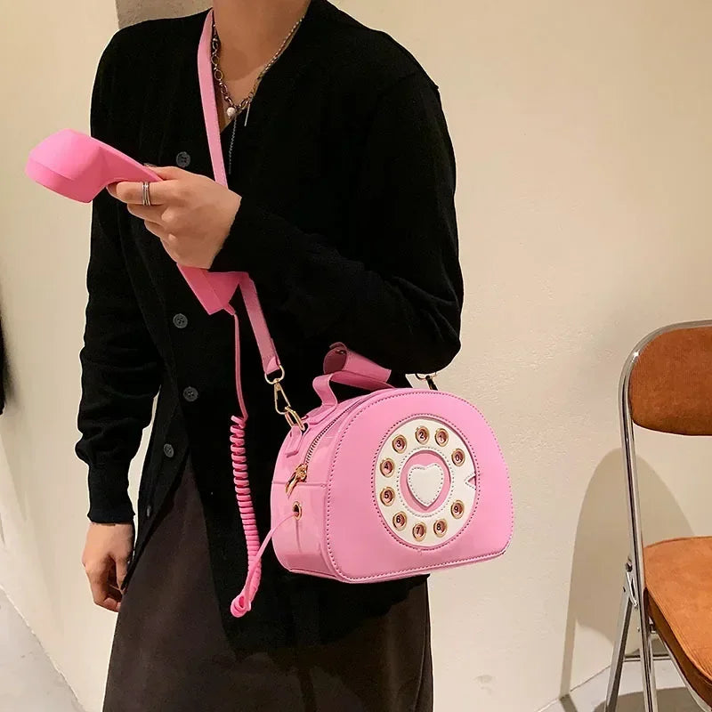 Telephone PU Leather Shoulder Bag
