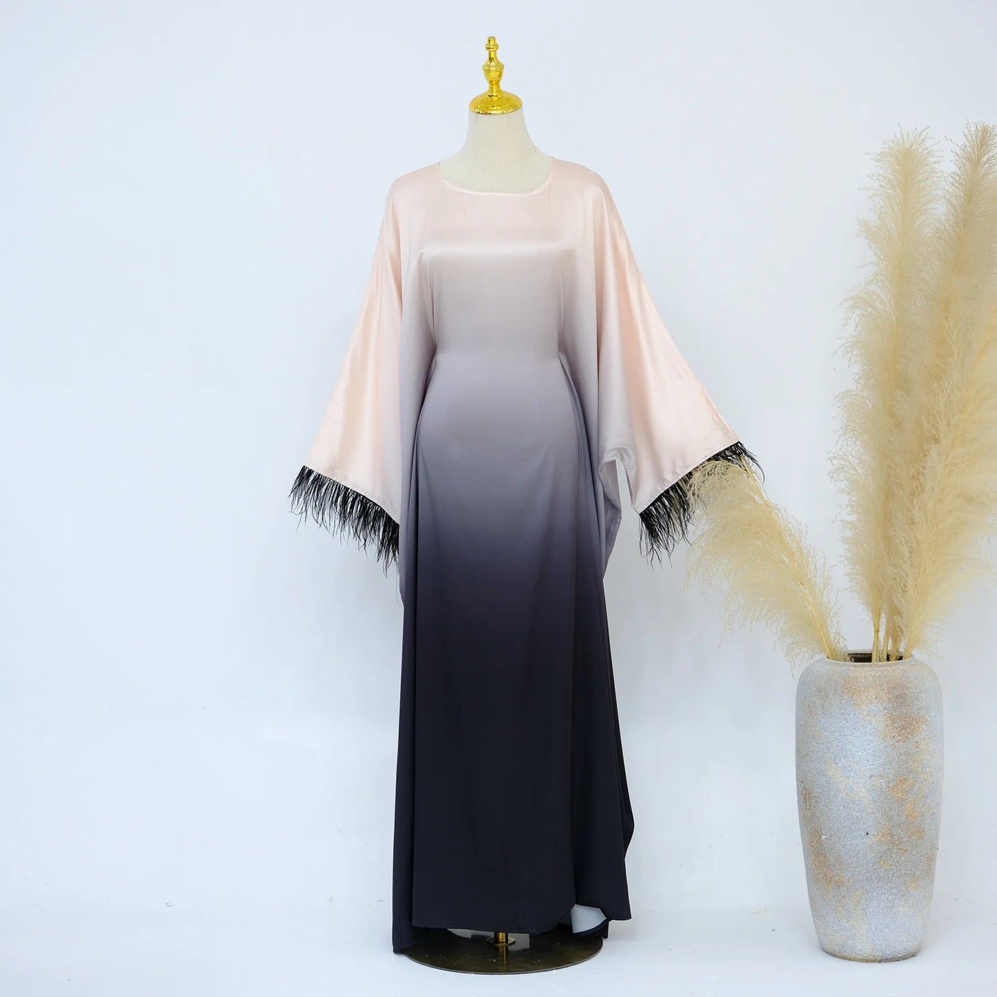 feather sleeves abaya