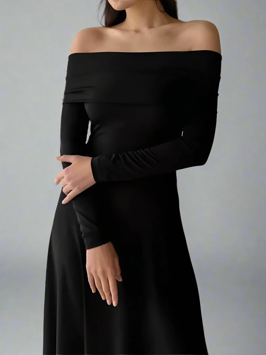 Boat Neck Knit Fitted Dress