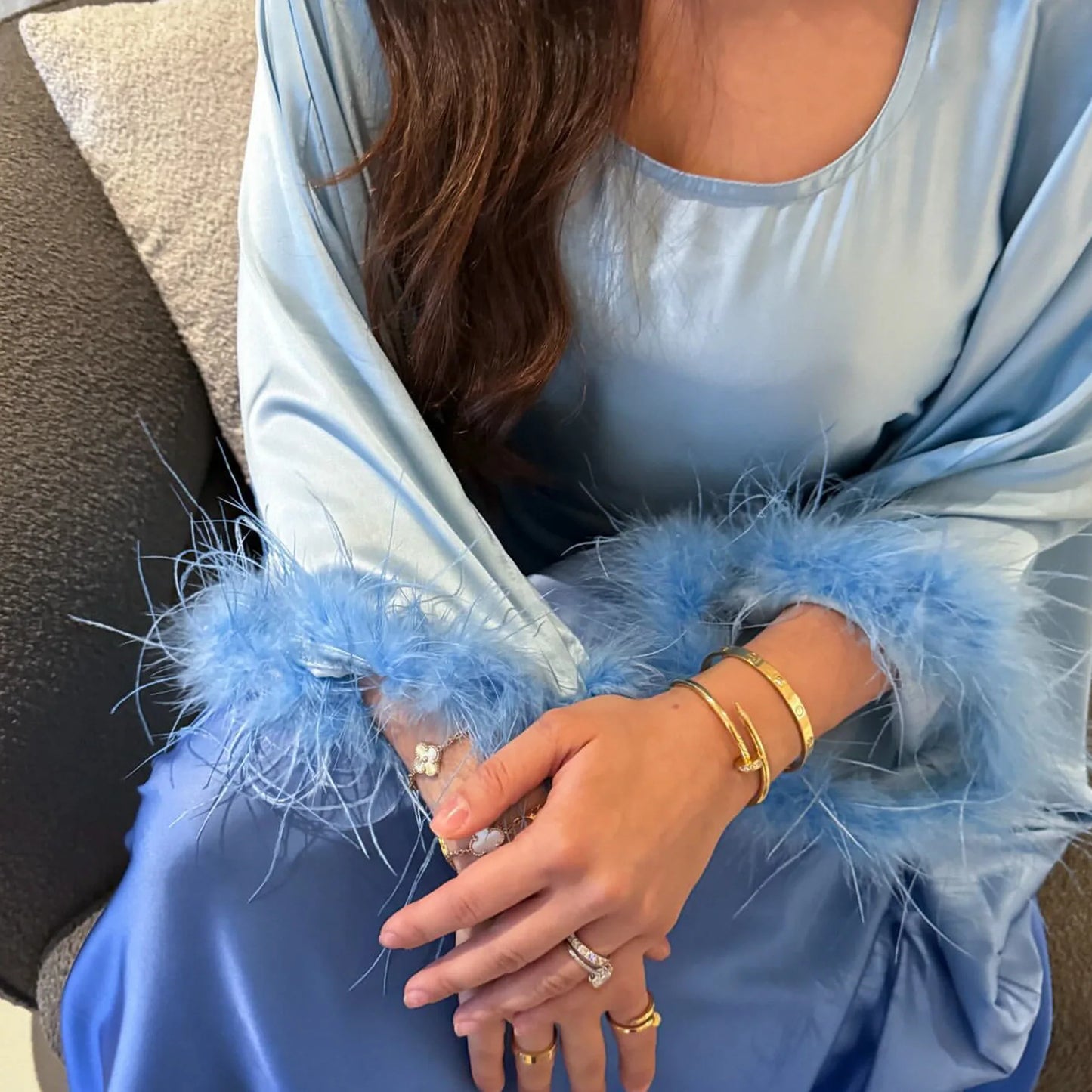 feather sleeves abaya