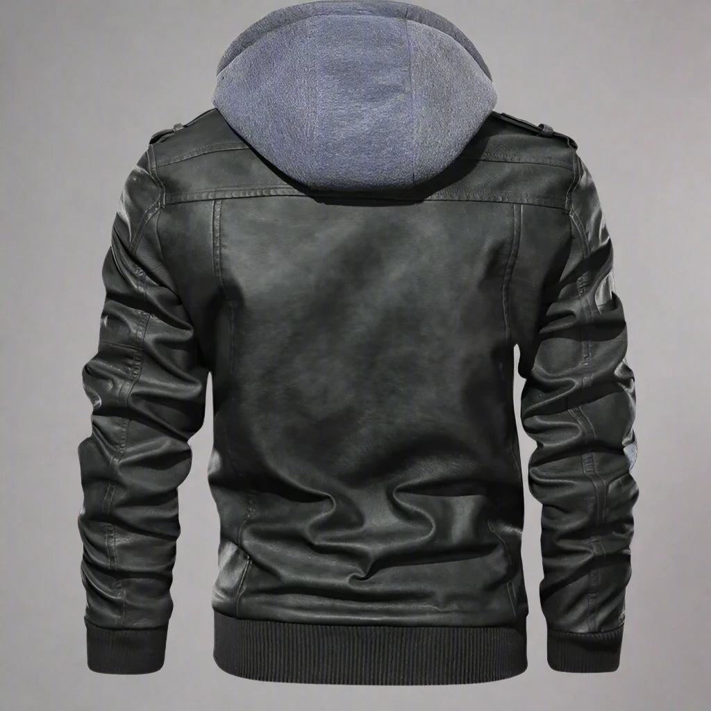 Leather Hooded Jacket