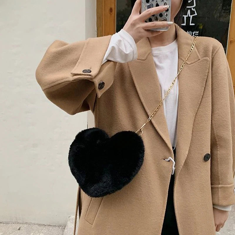 Fur Heart Handbag