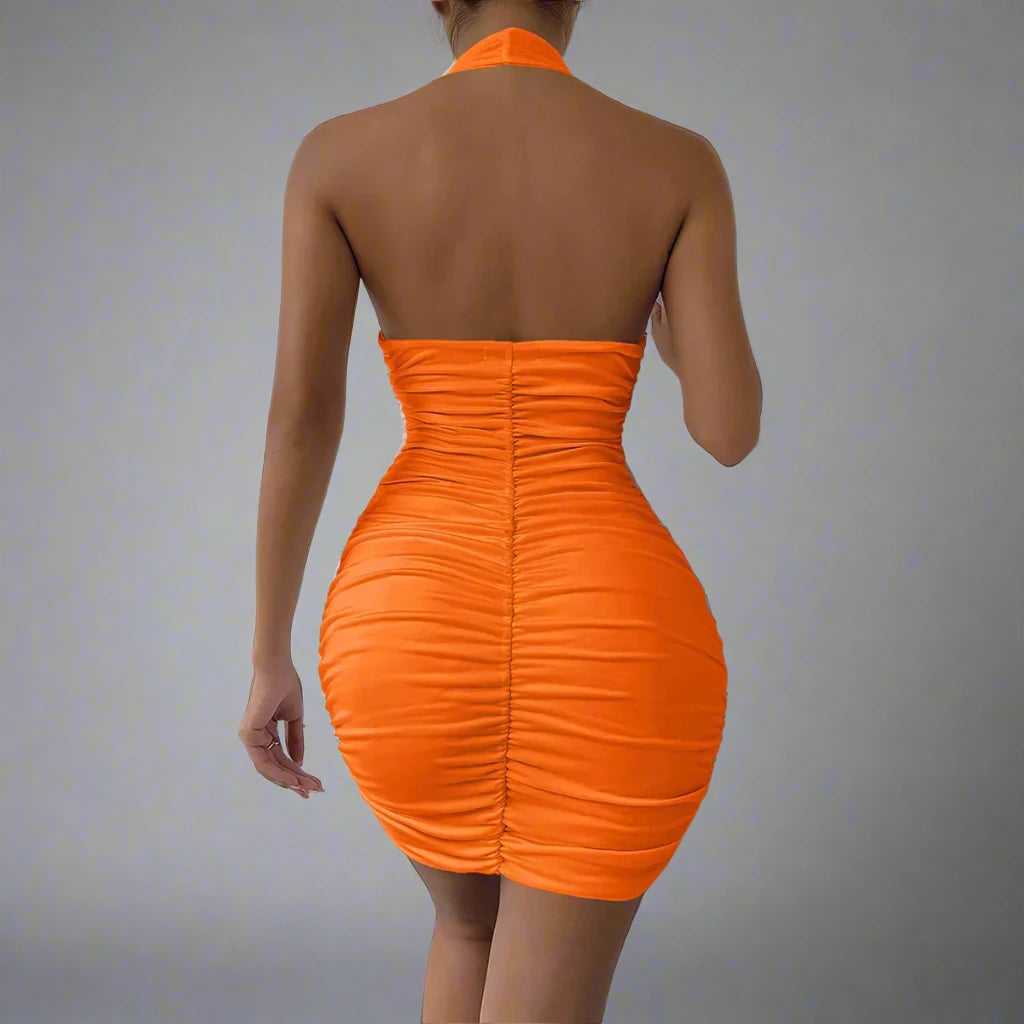 Deep V Sleeveless Backless Dress