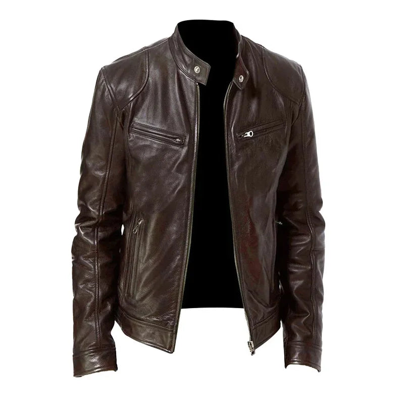 PU Leather Jacket Stand Collar
