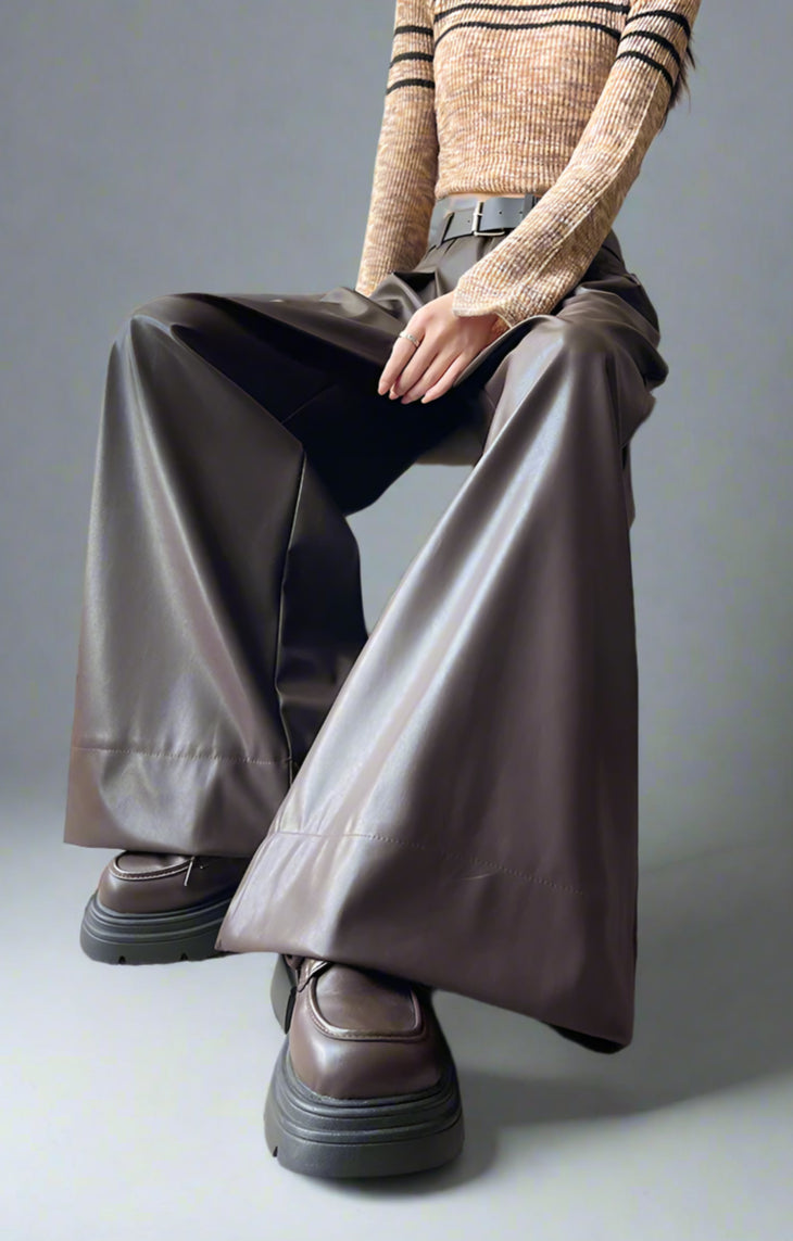 Red Wine PU Leather Pant