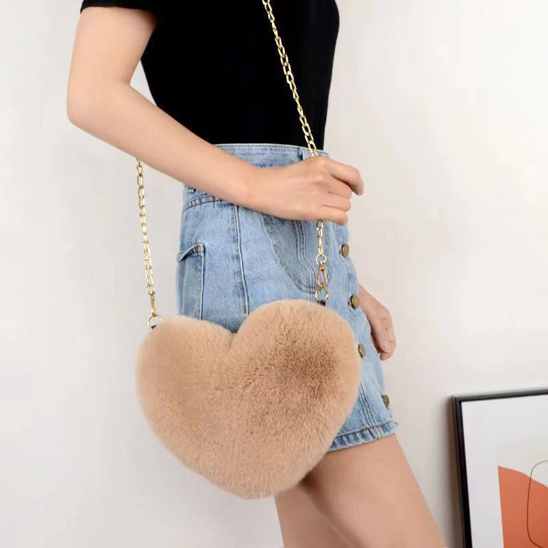 Fur Heart Handbag