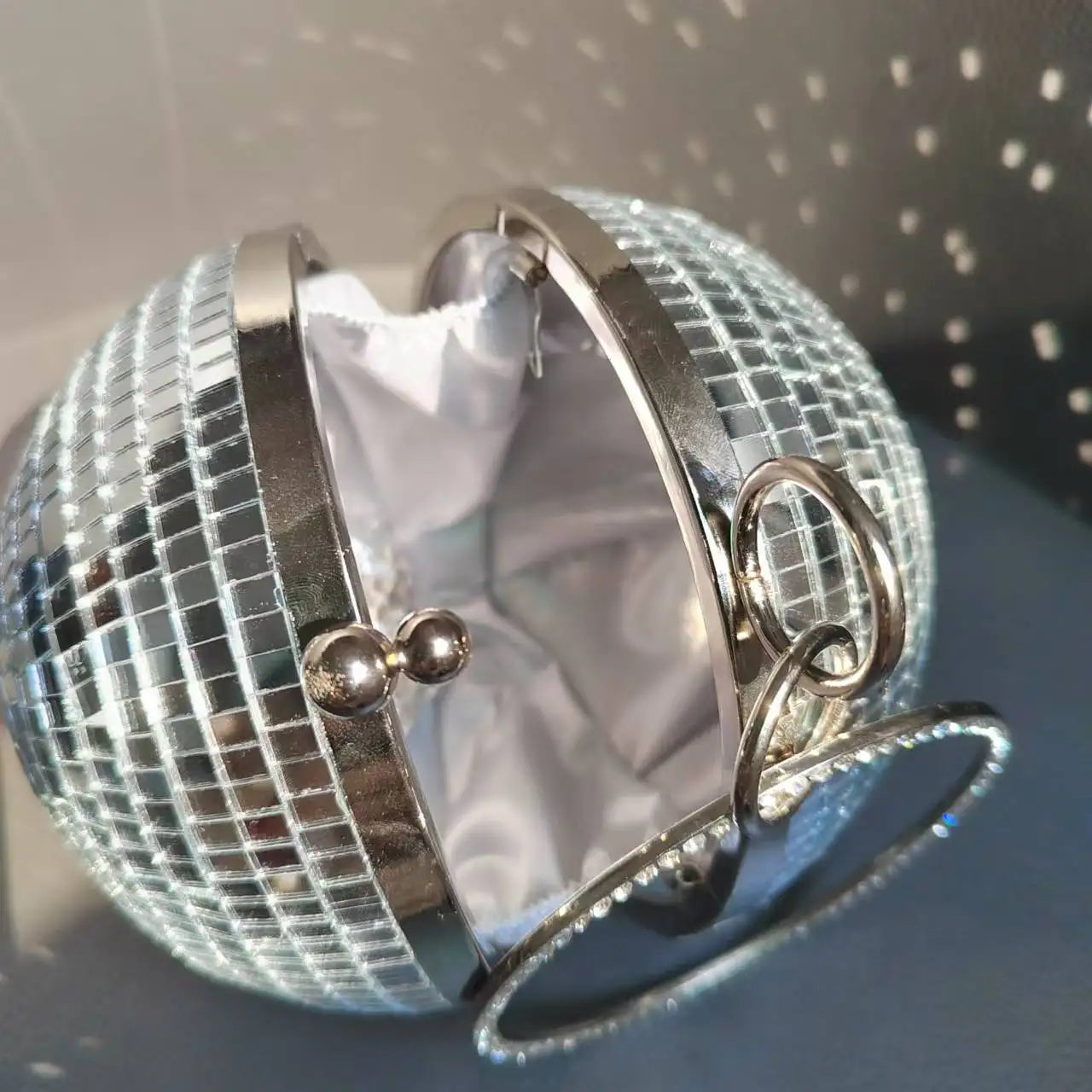 Silver Party Disco Ball Clutch